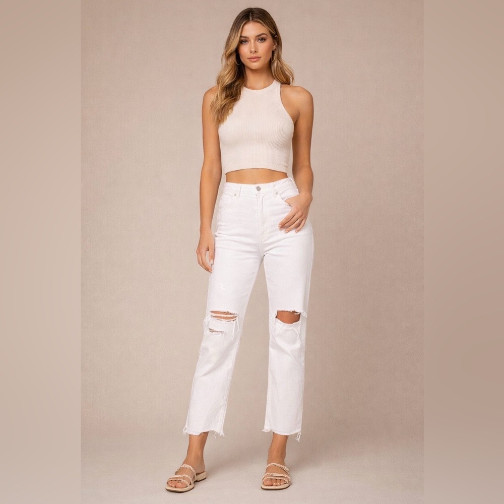 Free People Tapered Baggy Boyfriend in Chalk White